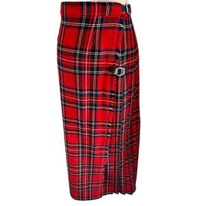 Vintage Y2K Hyland Scotland Tartan Plaid Red Wool Kilt Maxi
